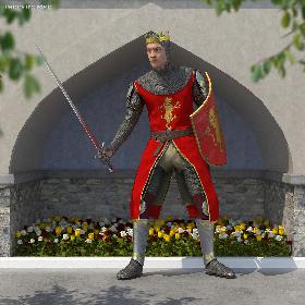 Crusader Knight King Attack Pose 3D